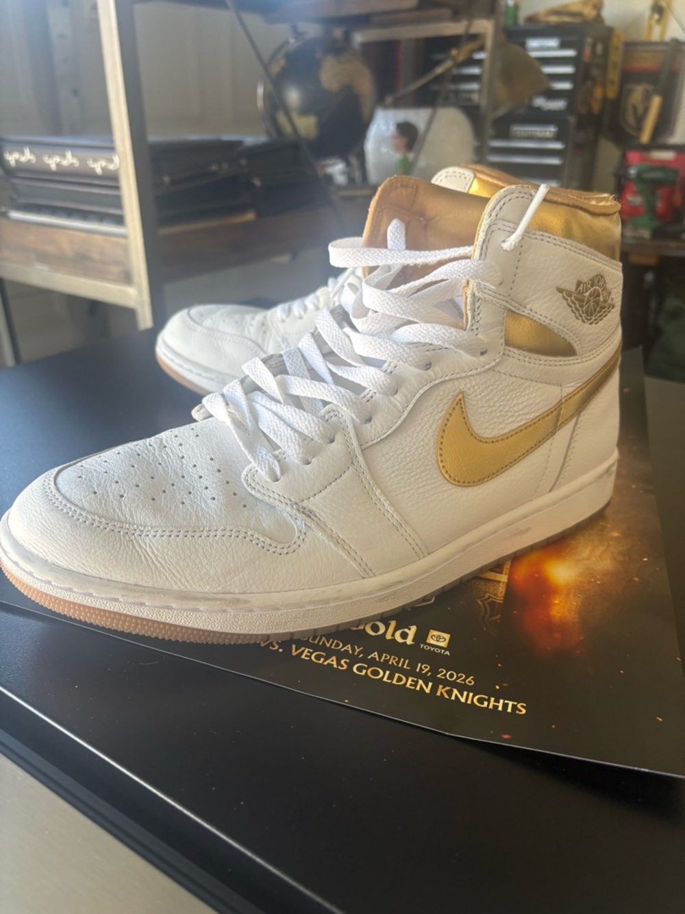 Jordan High Top Sneakers - White & Gold